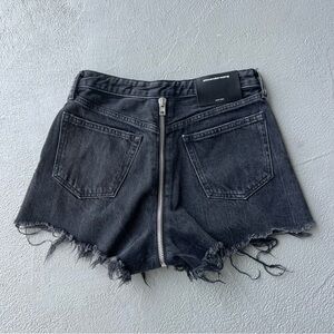 ALEXANDER WANG BITE HIGH RISE FRAYED JEAN SHORTS IN BLACK